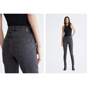 Calvin Klein Women's High Rise Skinny Ankle Length Jeans Size 26 Black/Gray NWT